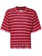 Maison Margiela Raw Edge Striped T-shirt - Red