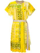 Sacai Printed Midi T-shirt Dress - Yellow & Orange