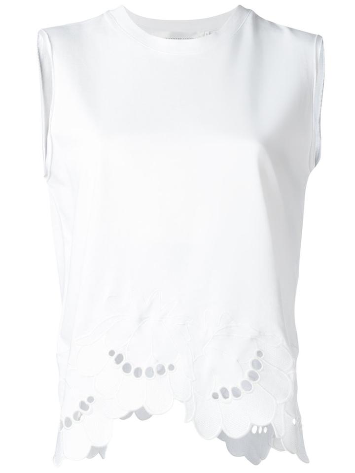 Victoria Victoria Beckham Curved Hem Tank Top, Women's, Size: Medium, White, Cotton/spandex/elastane