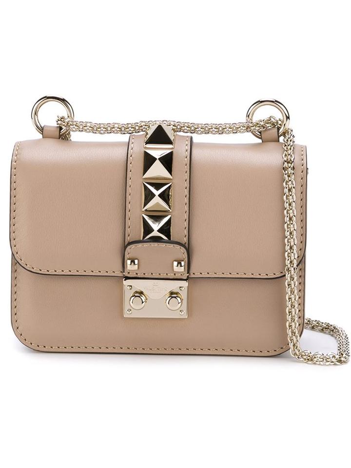 Valentino Valentino Garavani 'glam Lock' Shoulder Bag, Women's, Nude/neutrals, Leather