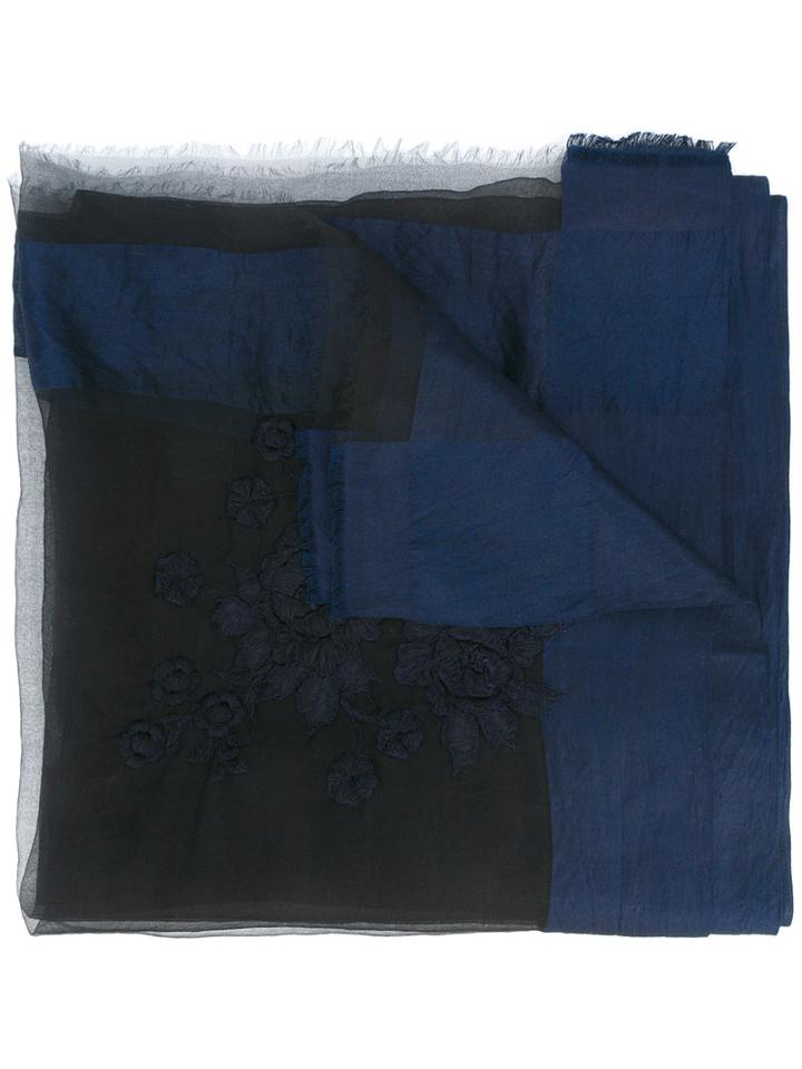 Faliero Sarti Floral Embroidered Scarf, Women's, Blue, Silk/polyester/viscose