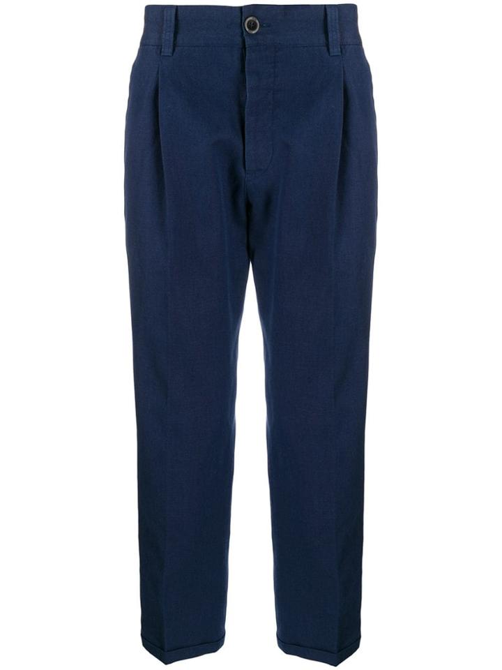 Pt01 Stripe Straight-leg Trousers - Blue