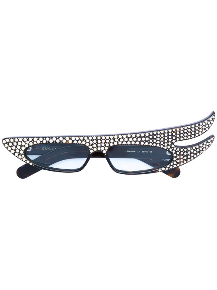 Gucci Eyewear Embellished Oversized Glasses - Black