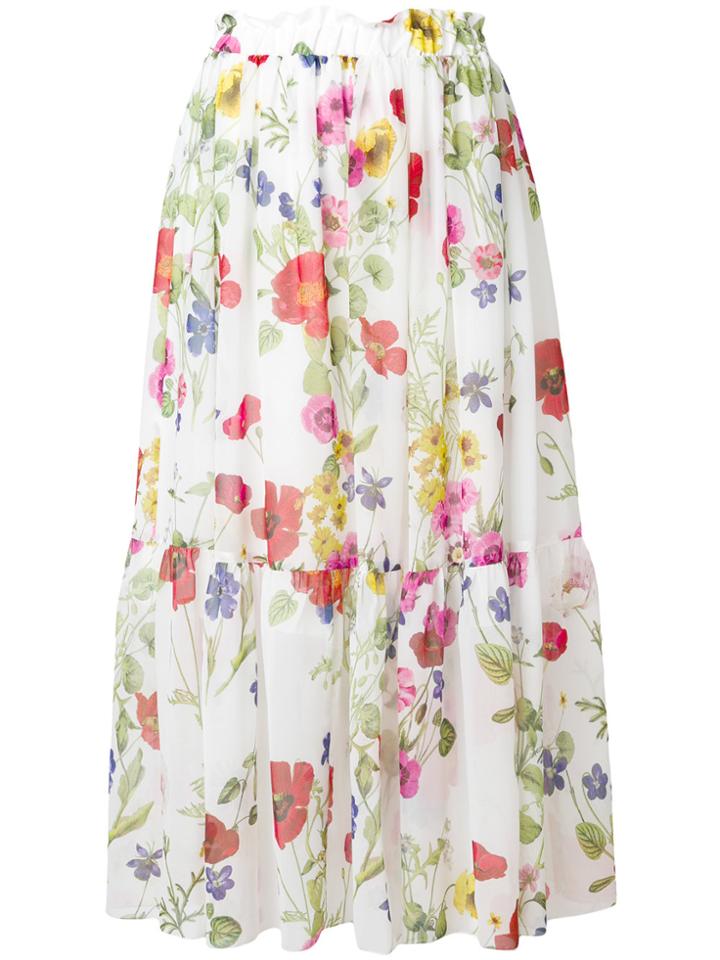 Blugirl Floral Print Skirt - White