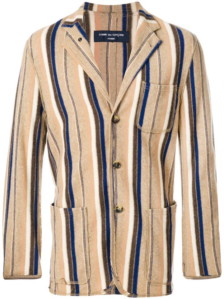 Comme Des Garçons Vintage Notched Lapel Striped Blazer - Multicolour