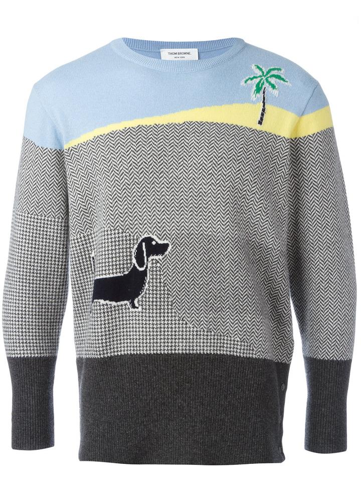Thom Browne - Dog Intarsia Jumper - Men - Cashmere - 1, Grey, Cashmere
