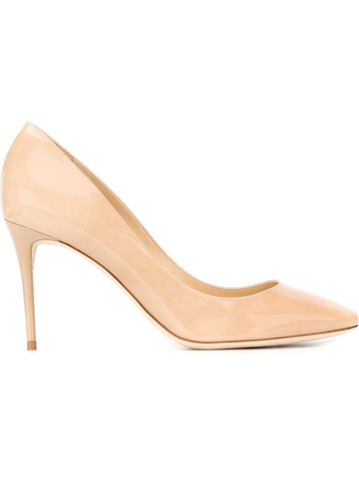Jimmy Choo Esme 85 Pumps, Women's, Size: 39.5, Nude/neutrals, Patent Leather/leather