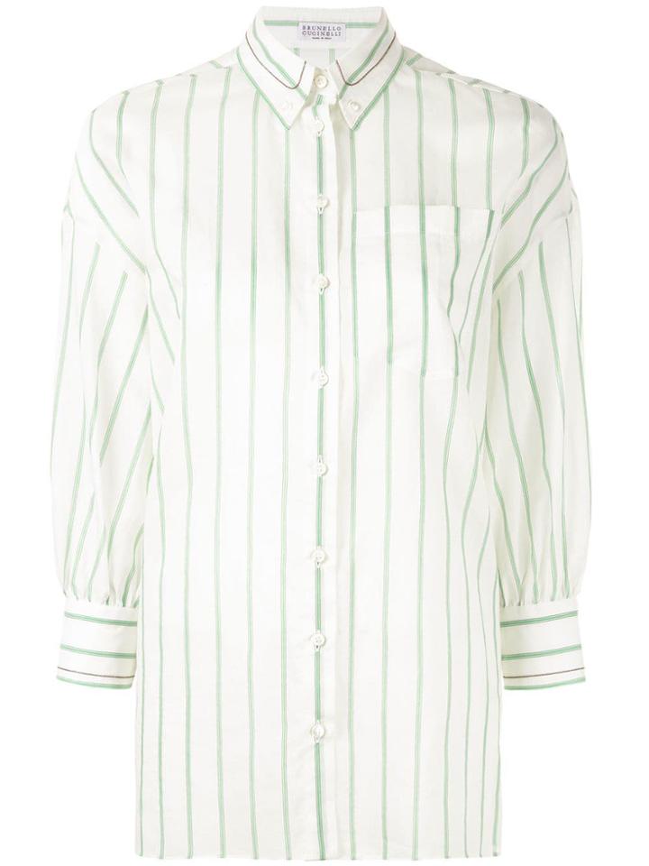 Brunello Cucinelli Piped Stripe Shirt - White