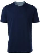 Brunello Cucinelli Crew Neck T-shirt, Men's, Size: Large, Blue, Cotton