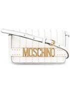Moschino Studded Crossbody Bag, Women's, White, Calf Leather