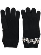 Twin-set Crystal Embellished Gloves - Black