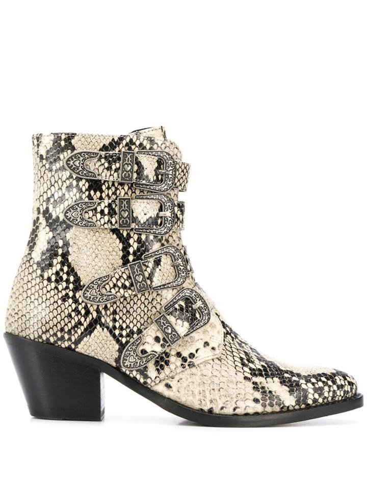 Twin-set Faux Snakeskin Boots - Neutrals