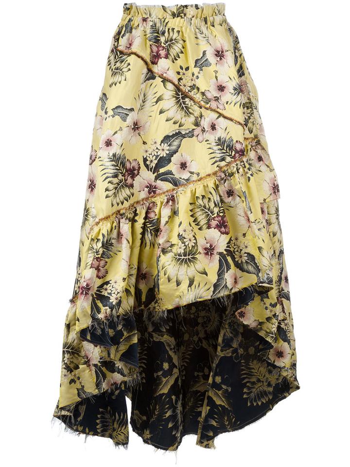 Philosophy Di Lorenzo Serafini Floral Print Maxi Skirt, Women's, Size: 38, Yellow/orange, Polyester