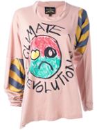 Vivienne Westwood Anglomania 'climate Revolution' Long Sleeved T-shirt, Women's, Size: Medium, Pink/purple, Viscose/silk