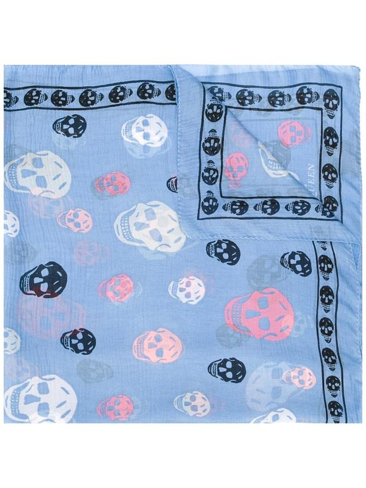 Alexander Mcqueen 'skull' Scarf, Women's, Blue, Silk