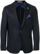 Paoloni Fitted Blazer With Pocket Square - Blue