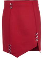 Mugler Piercing Detail Asymmetric Skirt, Women's, Size: 38, Red, Spandex/elastane/wool