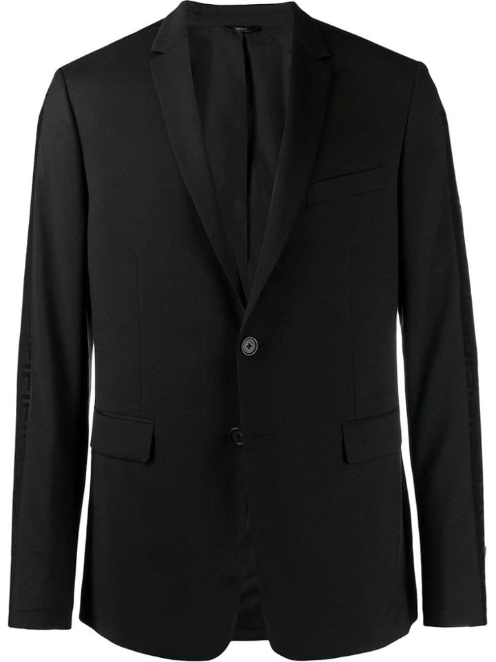 Fendi Logo Trim Blazer Jacket - Black