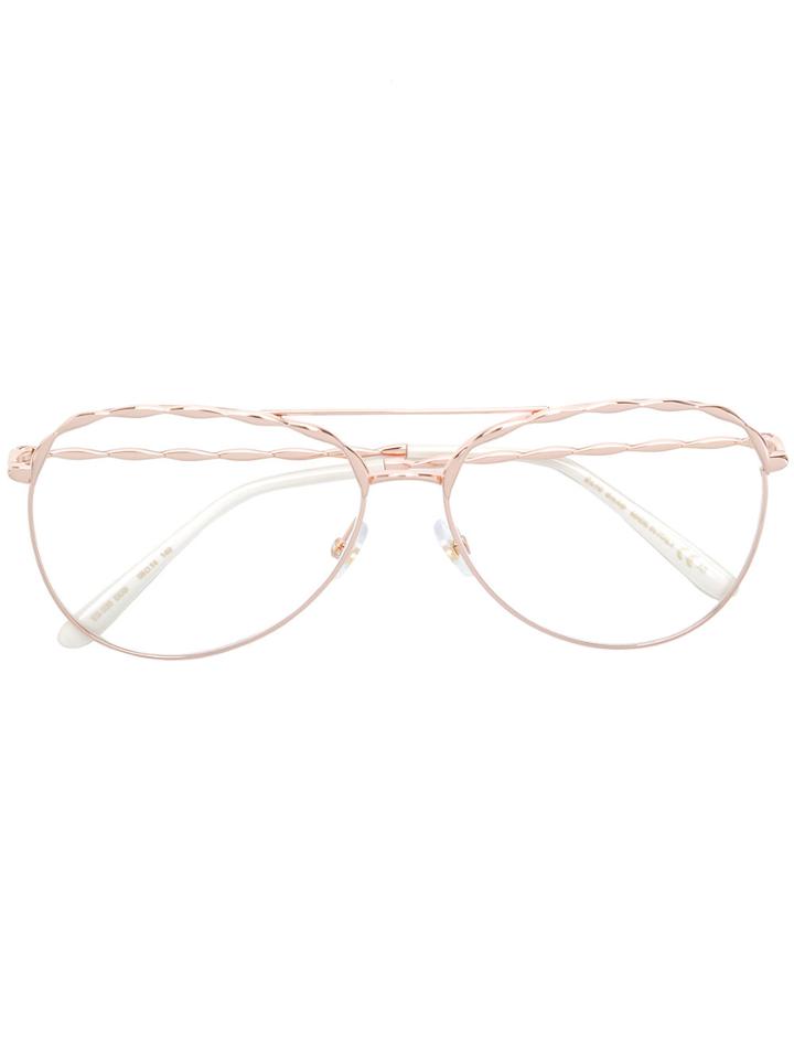 Elie Saab Carved Aviator Frame Glasses - Metallic
