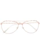Elie Saab Carved Aviator Frame Glasses - Metallic