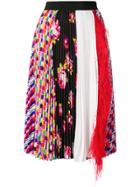 Msgm Pleated Fearther Embellished Skirt - Multicolour