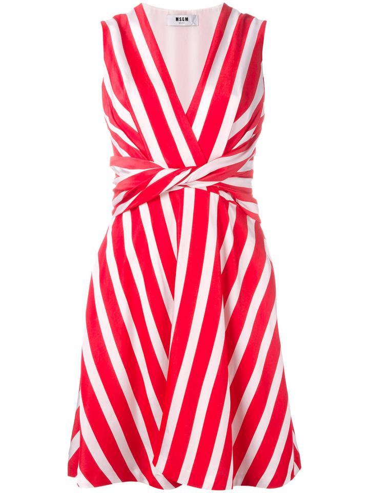Msgm Striped Dress, Women's, Size: 42, Red, Cotton/viscose
