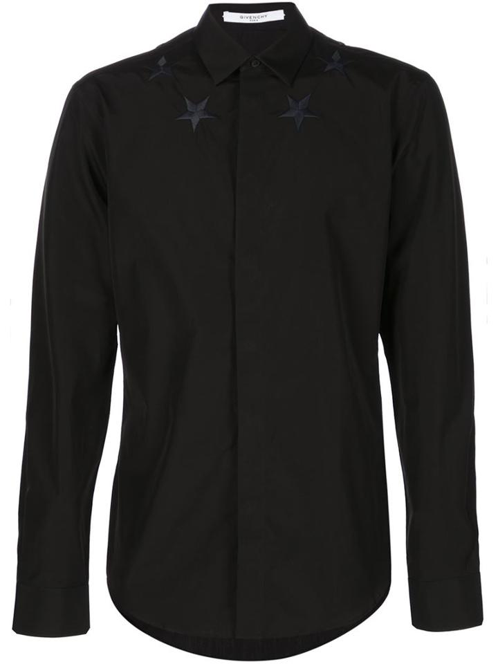 Givenchy Star Embroidered Shirt, Men's, Size: 42, Black, Cotton