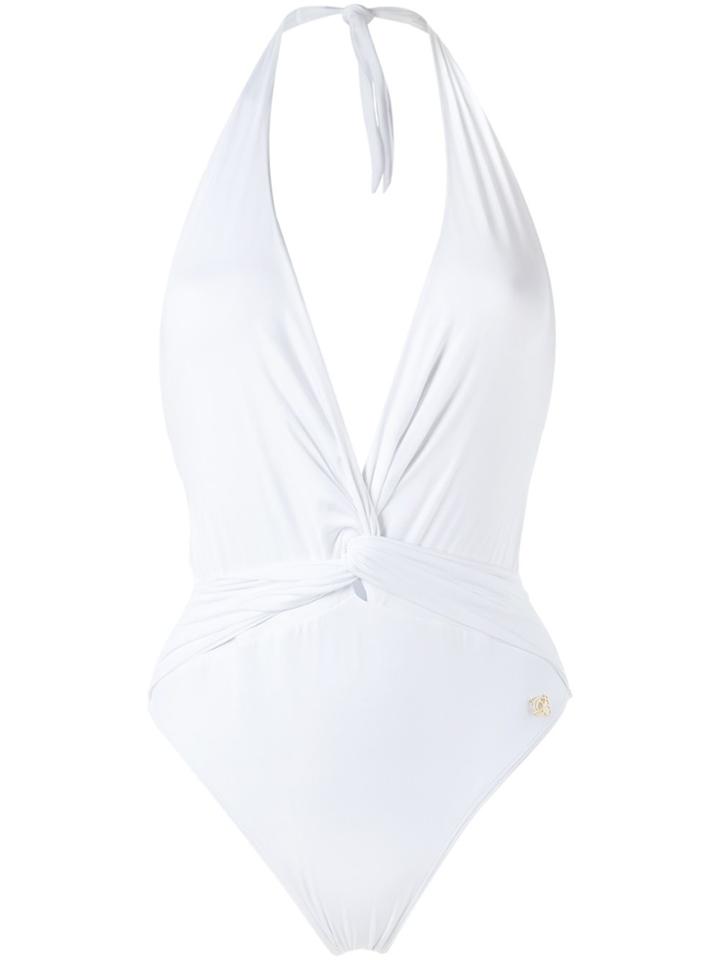 Brigitte Deep V-neck Swimsuit - White