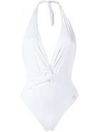 Brigitte Deep V-neck Swimsuit - White