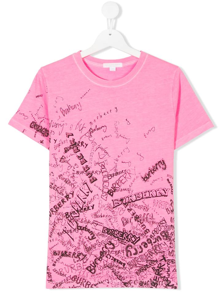 Burberry Kids Logo Doodle T-shirt - Pink & Purple