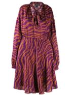 Just Cavalli Animal Print Pussy Bow Dress - Purple