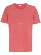 Saint Laurent Red Logo Print Cotton T Shirt - Pink & Purple