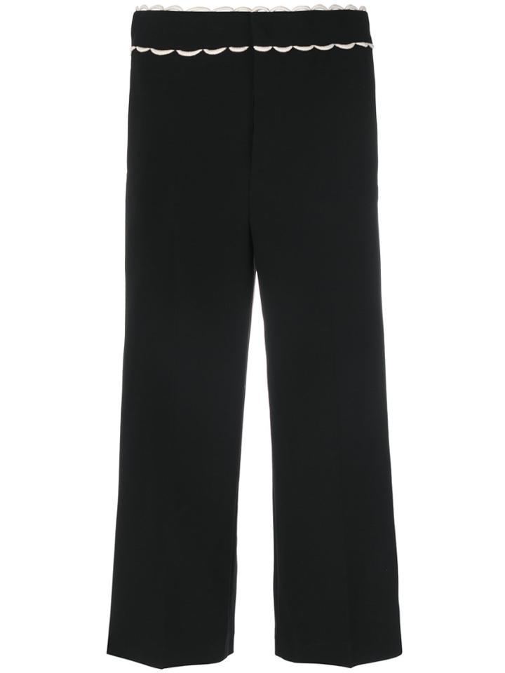 Red Valentino Wide Leg Cropped Trousers - Black