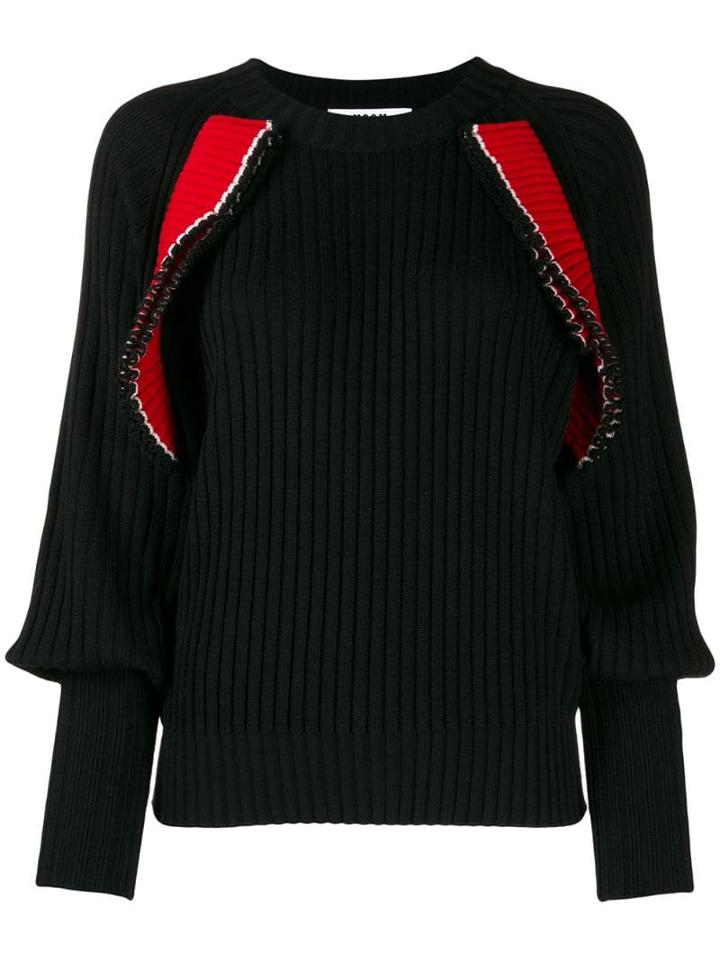 Msgm Panelled Ribbed Jumper - Black