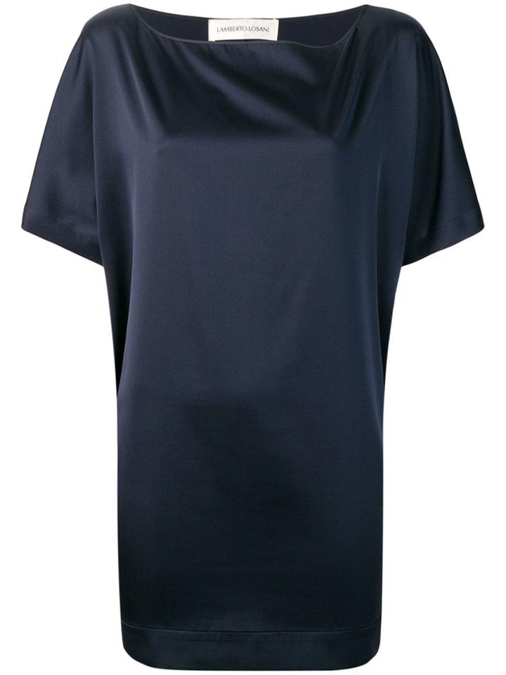 Lamberto Losani Satin Plain Blouse - Blue