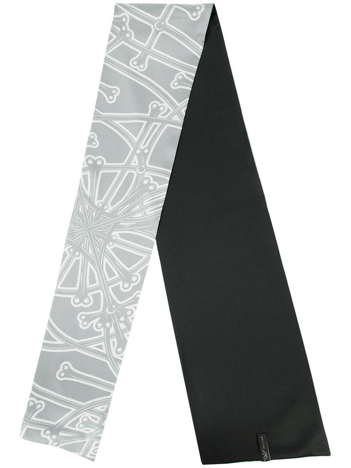 William Ltd. - 'greybones' Printed Charmeuse Scarf - Men - Silk - One Size, Grey, Silk