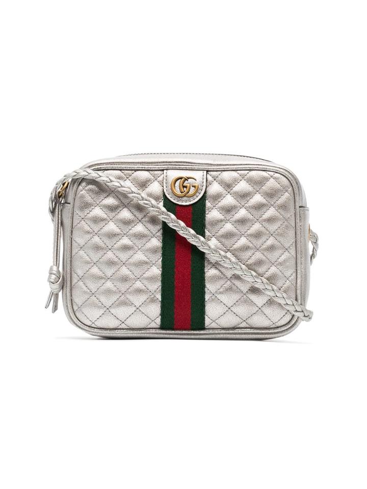 Gucci Leather Mini Quilted Stripe Bag - Metallic