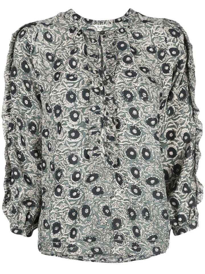 Sea Lucia Ruffled Blouse - Green