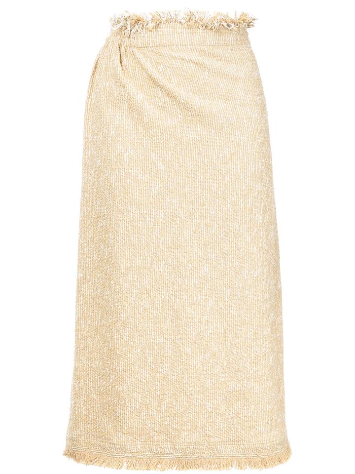 Nehera - 'sara' Fringed Skirt - Women - Cotton/nylon/polyurethane - 38, Brown, Cotton/nylon/polyurethane