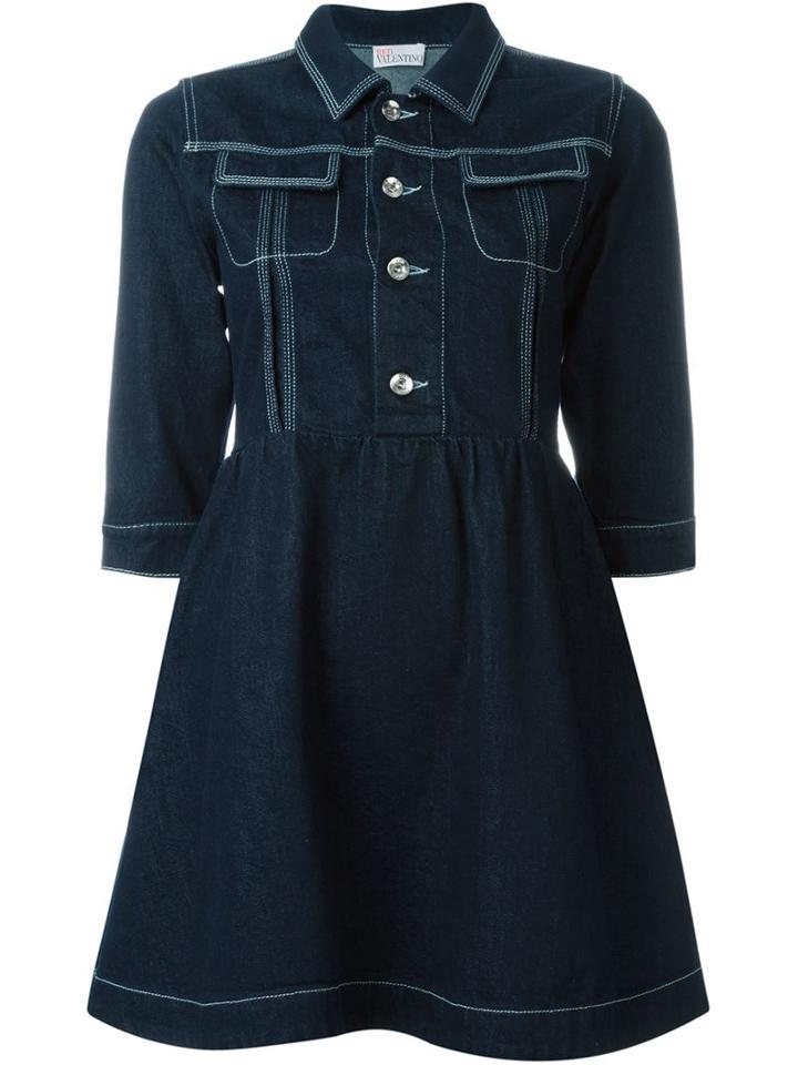 Red Valentino Denim Shirt Dress, Women's, Size: 44, Blue, Cotton/polyester