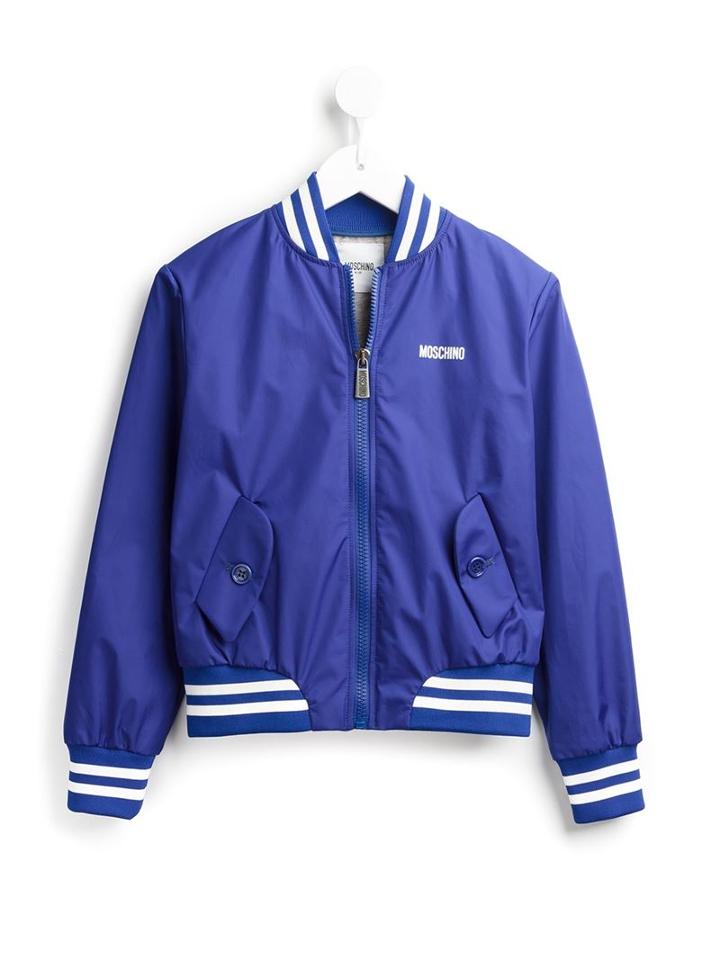 Moschino Kids Logo Print Bomber Jacket, Boy's, Size: 6 Yrs, Blue