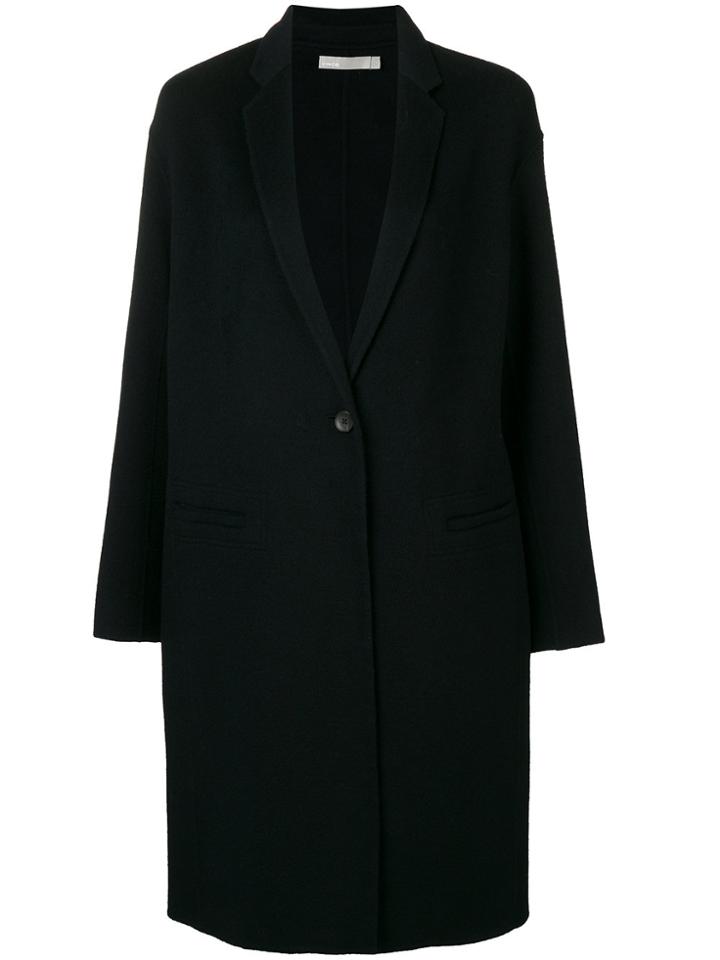 Vince Single Breasted Midi Coat - Black