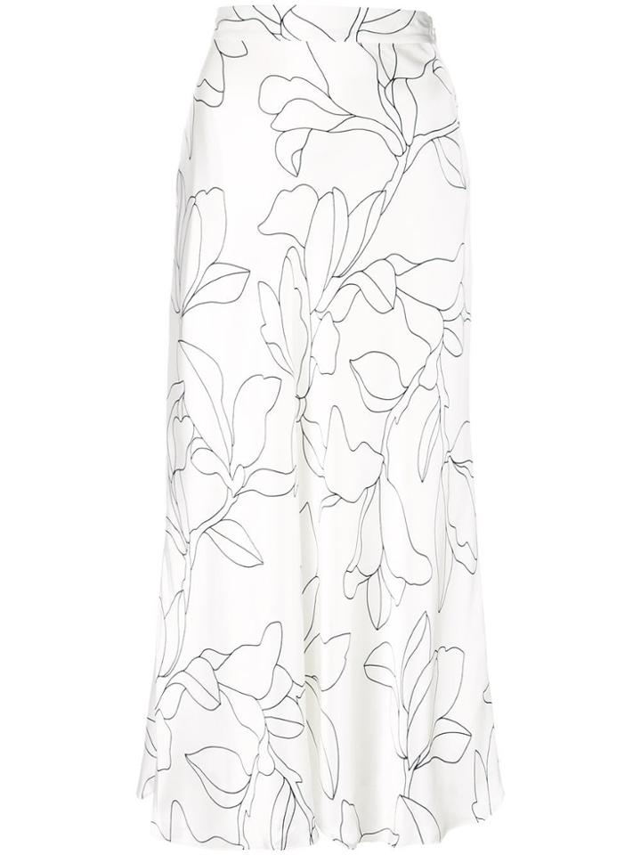 Equipment Floral Outline Print Slip Skirt - White