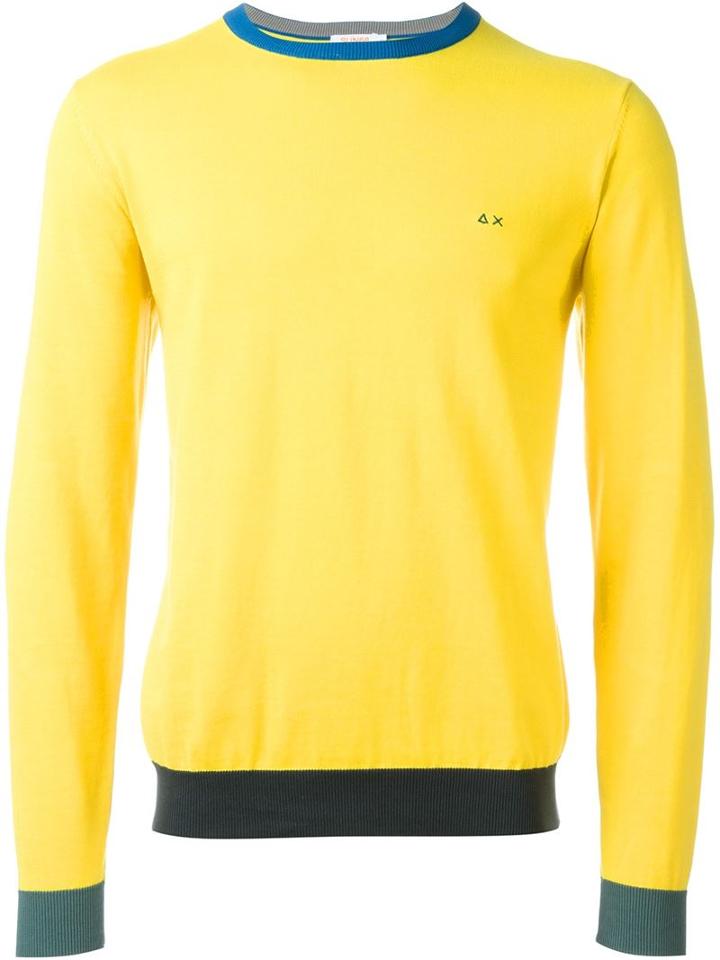 Sun 68 Cuff And Neck Trim Detail 'giro' Jumper