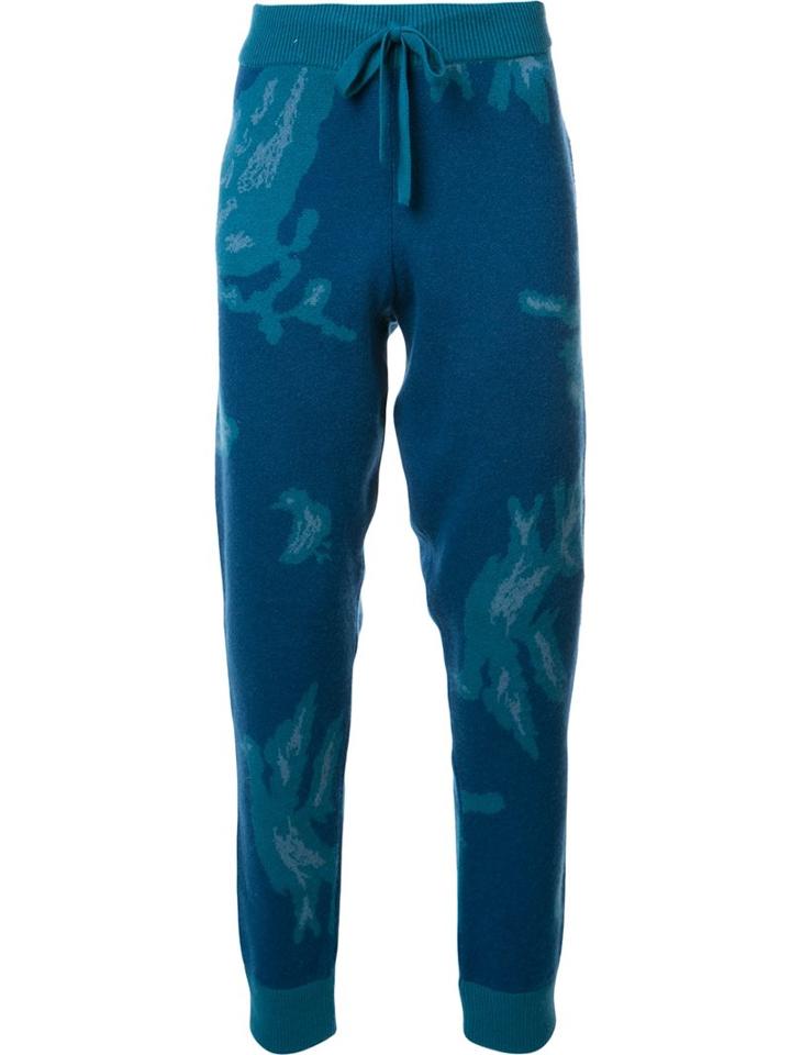 Baja East Abstract Print Track Pants, Men's, Size: 2, Blue, Cashmere
