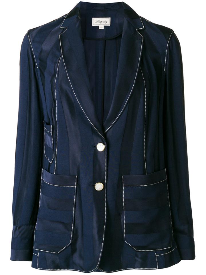 Temperley London Striped Relaxed Blazer - Blue