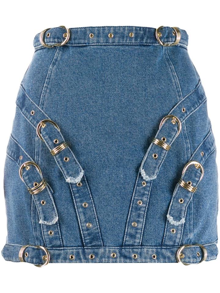 Versace Jeans Couture Buckle Detail Mini Skirt - Blue