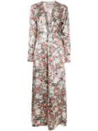 Ganni Floral Long Dress - Neutrals