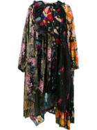 Balenciaga Frilled Neckline Patchwork Dress, Women's, Size: 36, Black, Silk/polyester/viscose