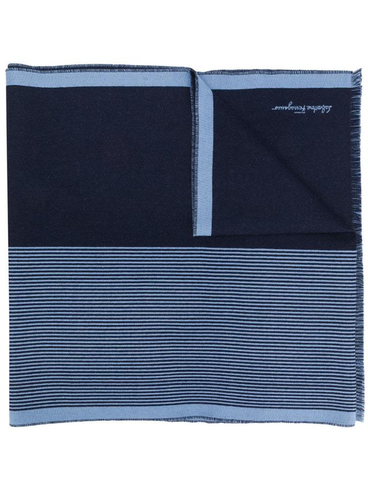 Salvatore Ferragamo Striped Scarfs - Blue
